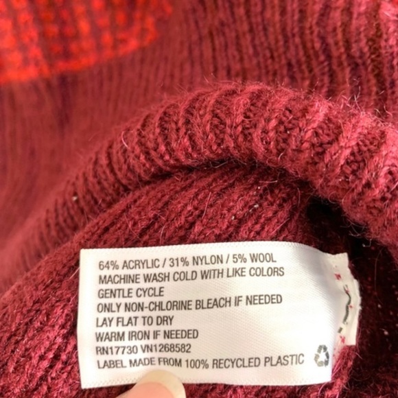 Knox Rose Burgundy / Red Fringed Cowl Neck Sweater - Picture 4 of 4